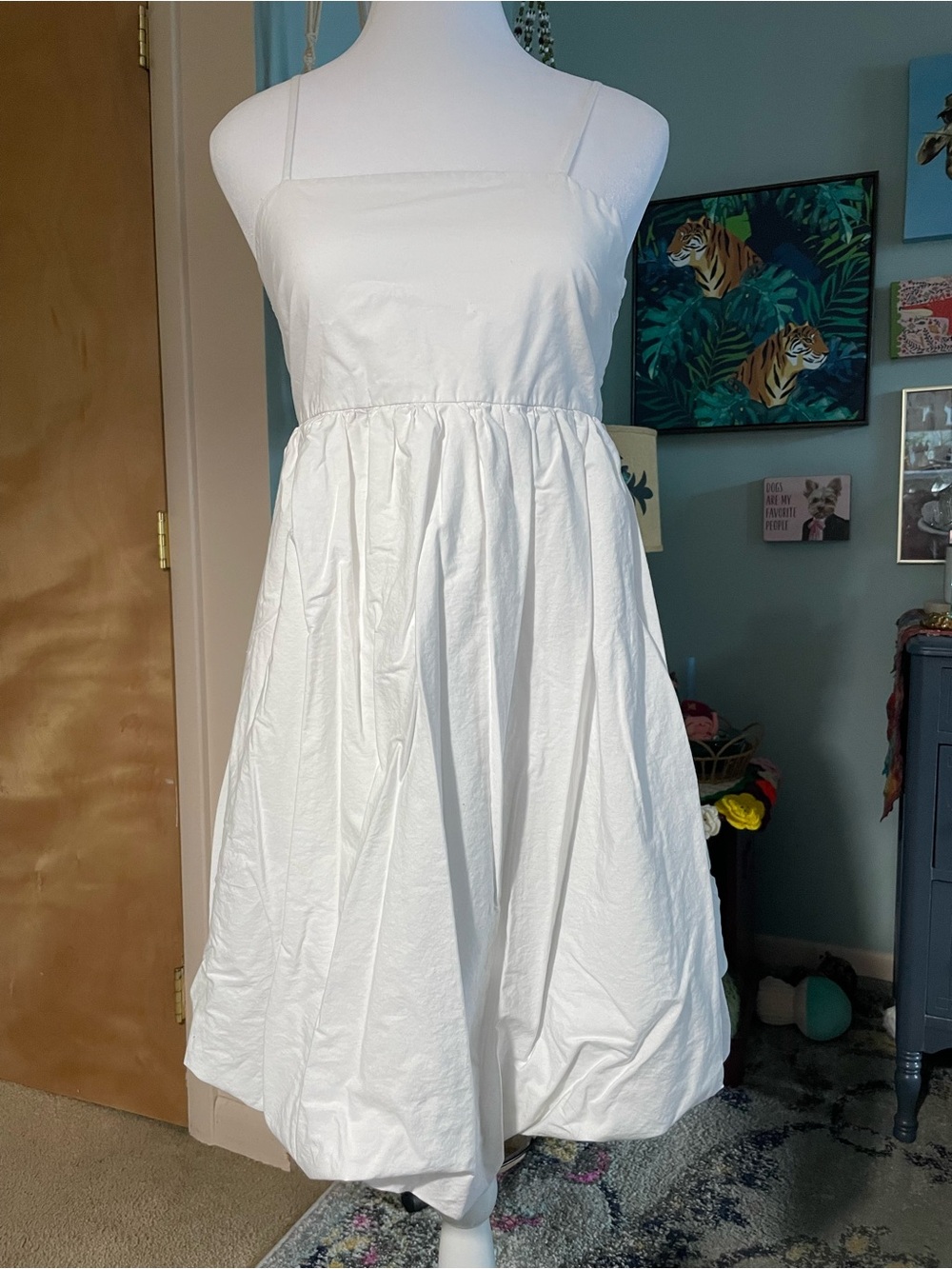 art class White Square-Neck Spaghetti Strap Casual Dress